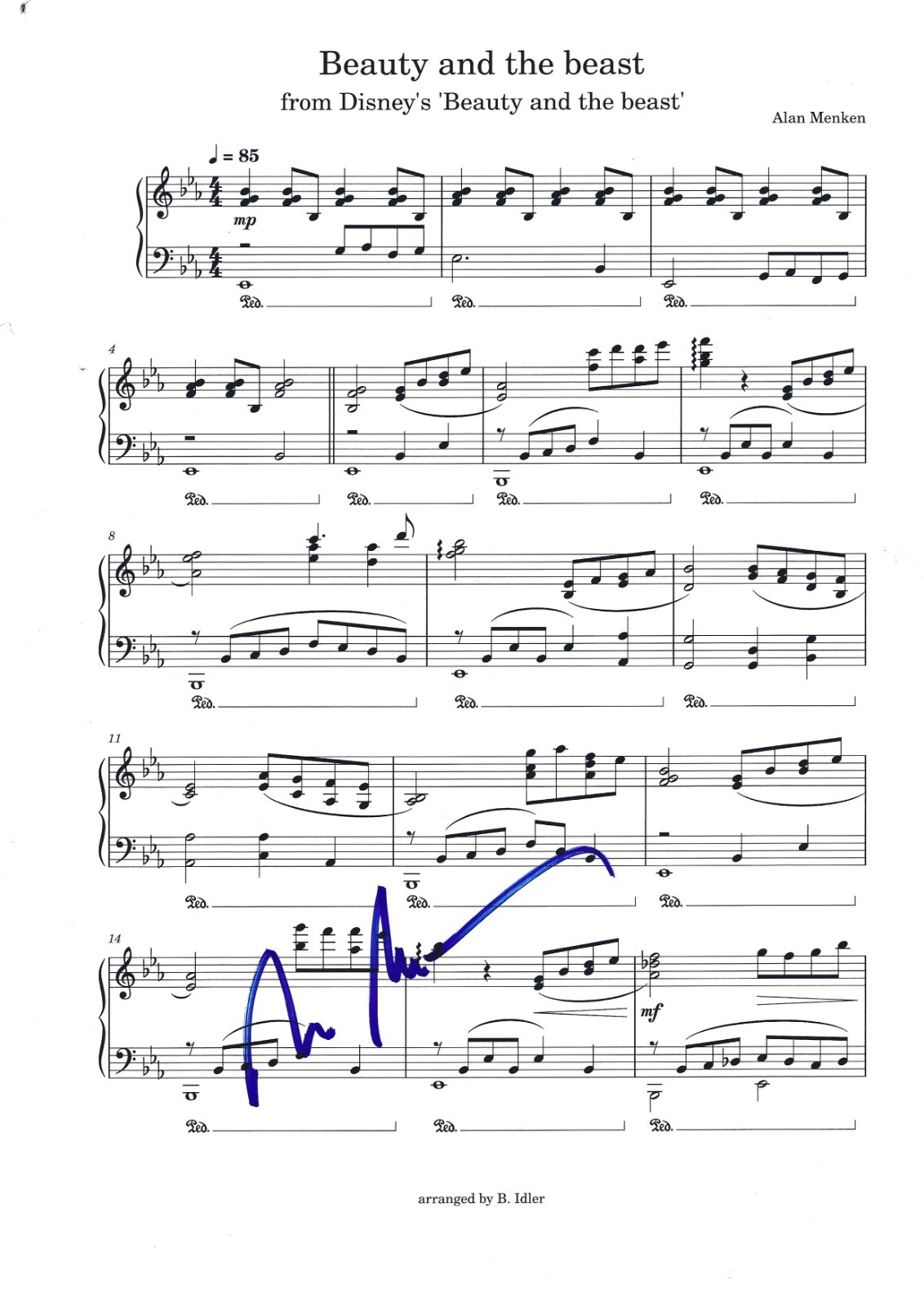 ALAN MENKEN SIGNED SHEET MUSIC BEAUTY AND THE BEAST AUTHENTIC AUTOGRAPH
