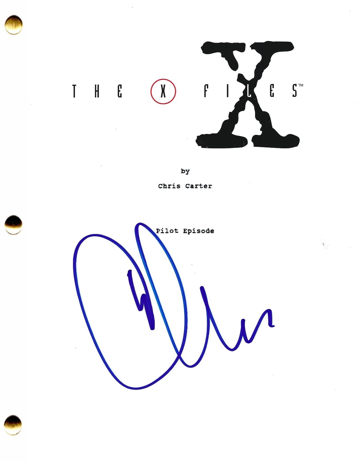 CHRIS CARTER SIGNED X-FILES FULL PILOT SCRIPT AUTHENTIC AUTOGRAPH
