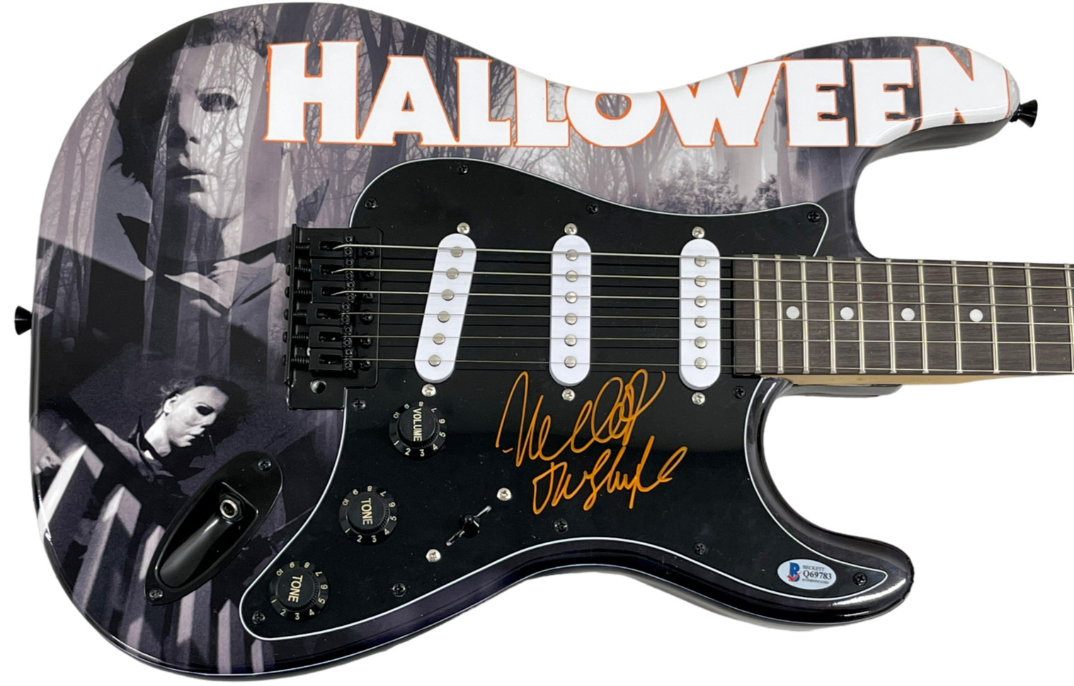 NICK CASTLE SIGNED FULL SIZE ELECTRIC GUITAR HALLOWEEN THE SHAPE AUTO BECKETT
