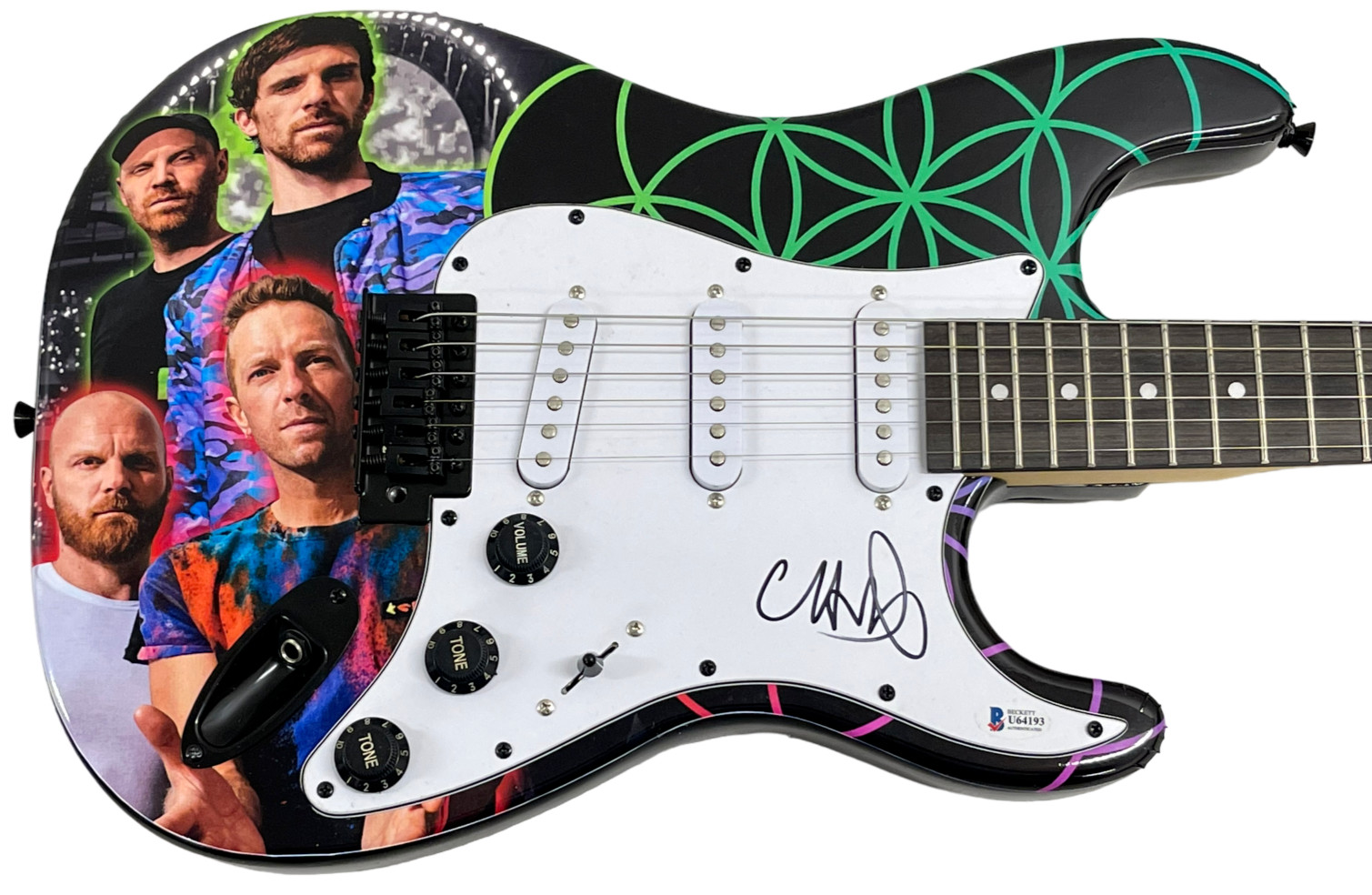 CHRIS MARTIN SIGNED COLDPLAY SIGNED FULL SIZE ELECTRIC GUITAR AUTOGRAPH BECKETT
