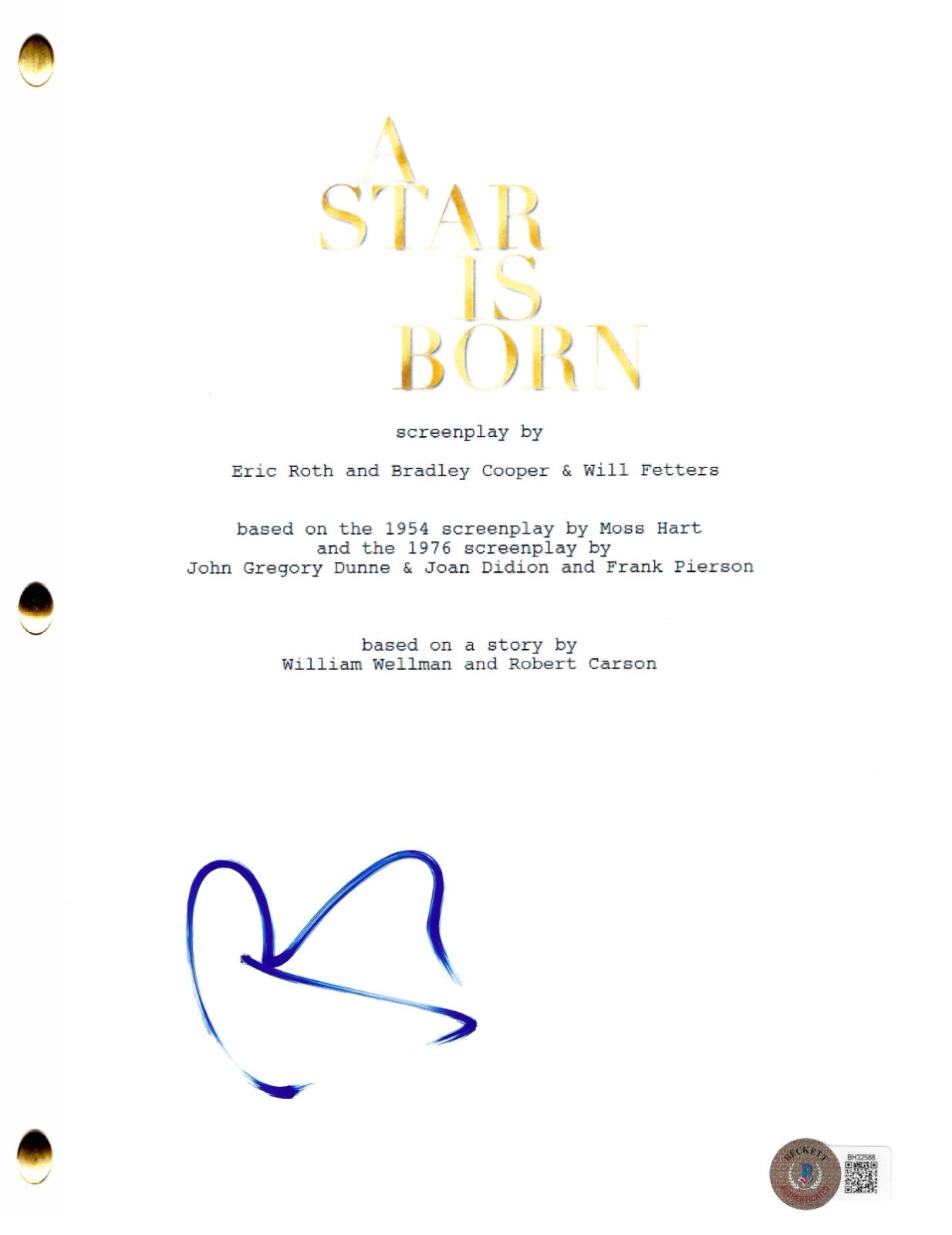 BRADLEY COOPER A STAR IS BORN FULL SCRIPT AUTHENTIC AUTOGRAPH BECKETT
