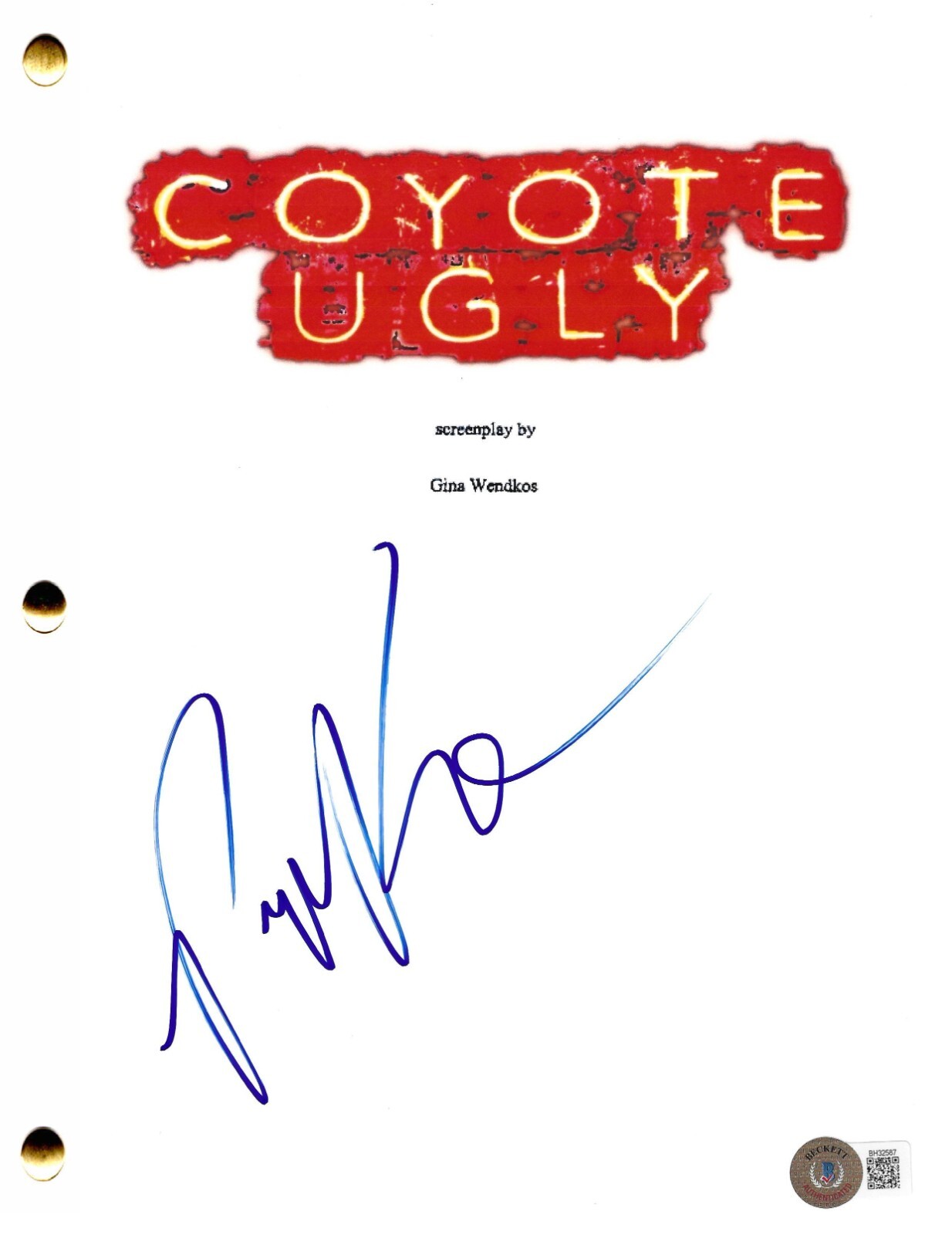 PIPER PERABO COYOTE UGLY FULL SCRIPT AUTHENTIC AUTOGRAPH BECKETT
