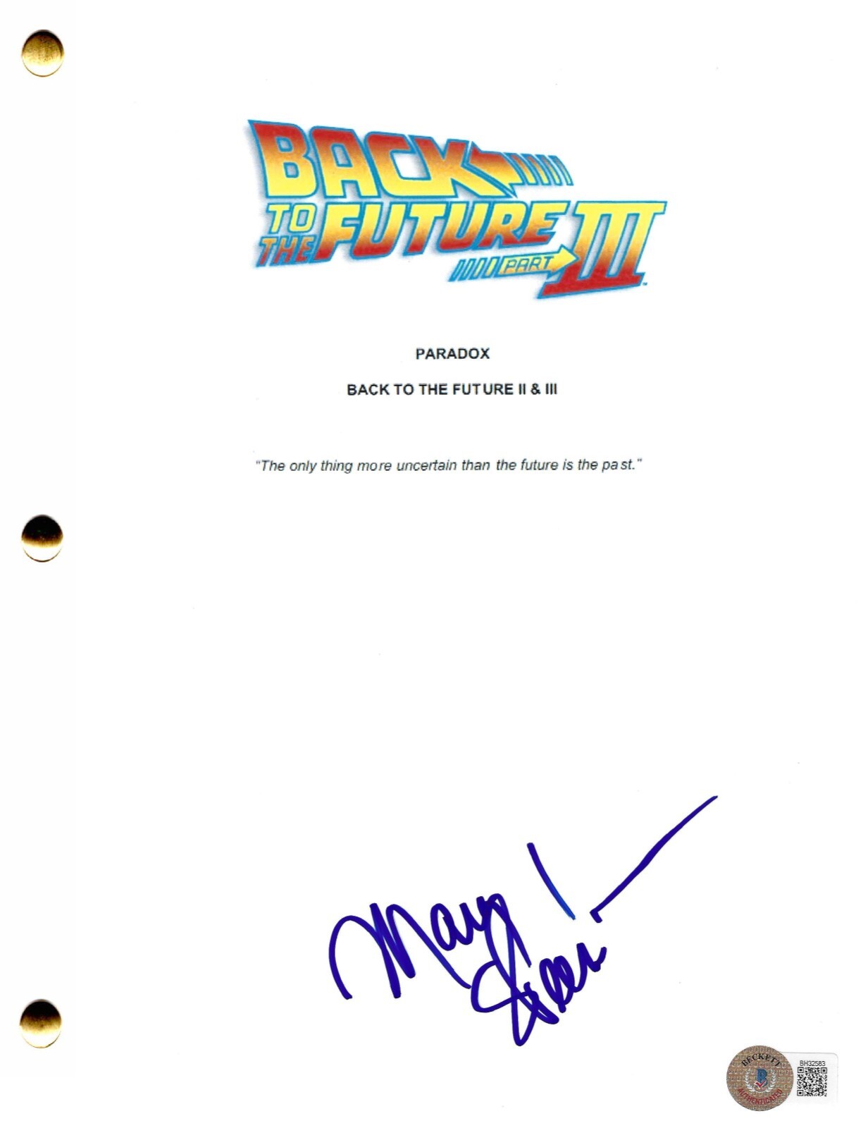 MARY STEENBURGEN SIGNED BACK TO THE FUTURE 3 FULL SCRIPT AUTOGRAPH BECKETT
