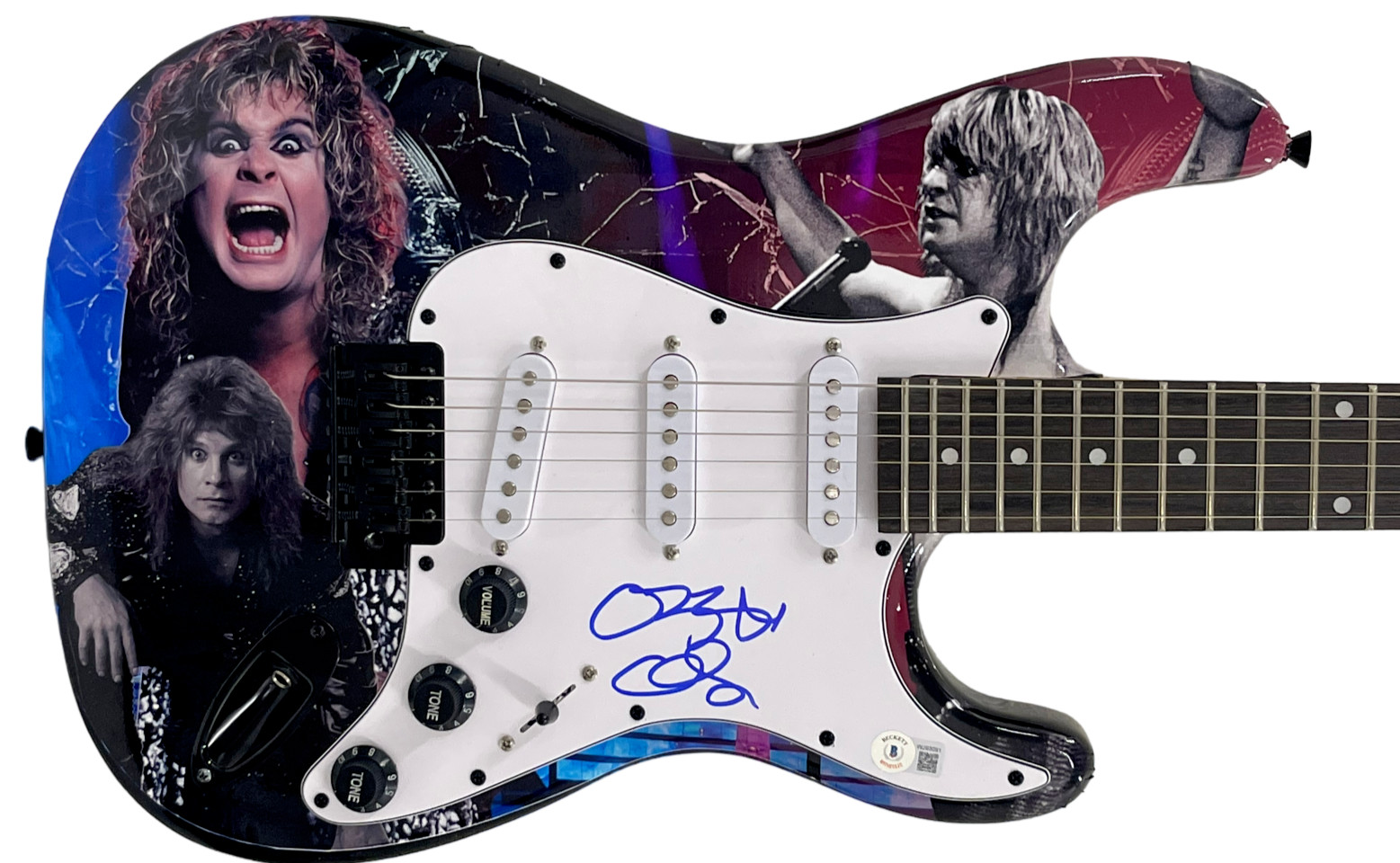 OZZY OSBOURNE BLACK SABBATH SIGNED ELECTRIC GUITAR AUTOGRAPH BECKETT WITNESS
