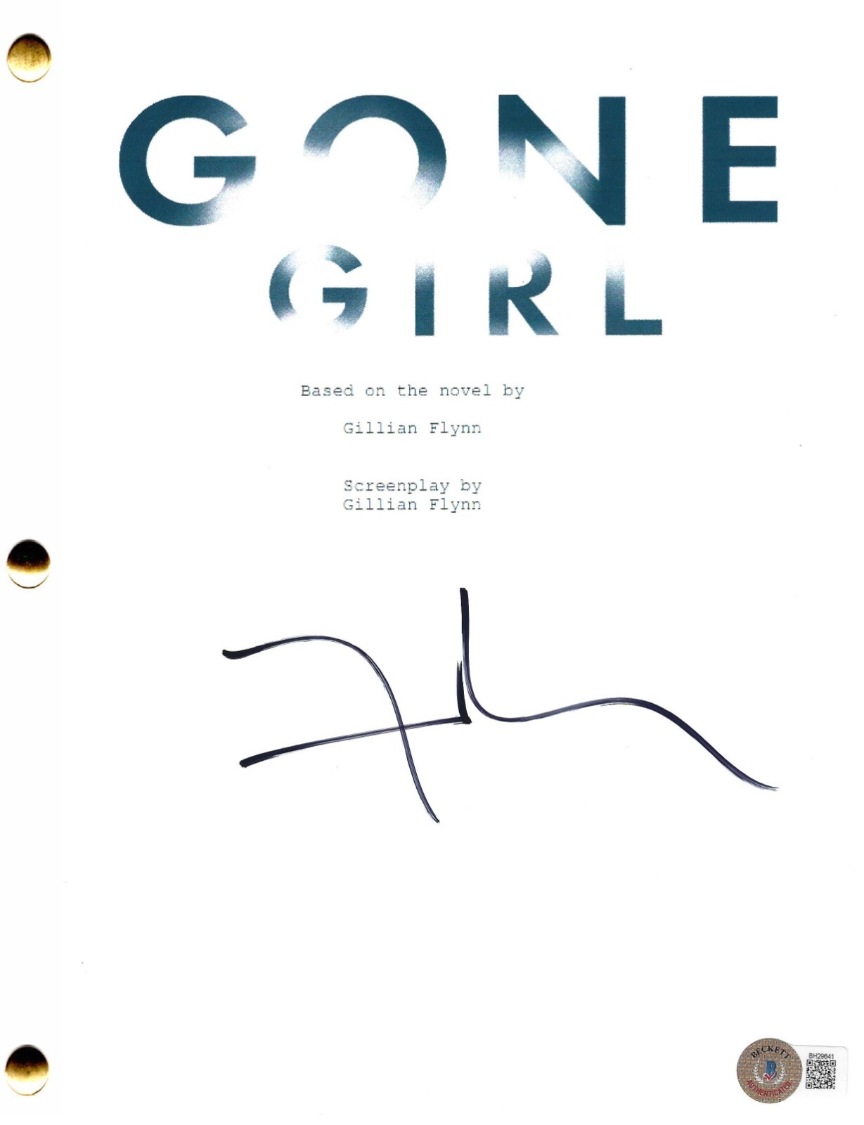 DAVID FINCHER SIGNED GONE GIRL FULL SCRIPT AUTHENTIC AUTOGRAPH BECKETT
