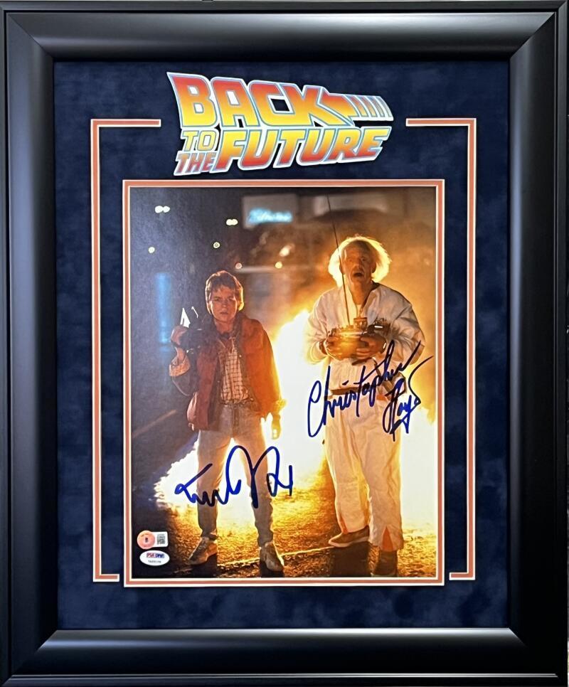 MICHAEL J FOX CHRISTOPHER LLOYD SIGNED 11X14 FRAMED PHOTO BACK TO THE FUTURE
