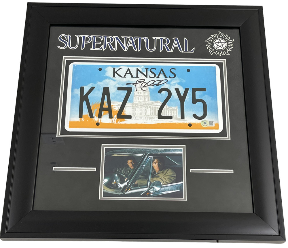 JARED PADALECKI SIGNED SUPERNATURAL FRAMED LICENSE PLATE AUTOGRAPH BECKETT
