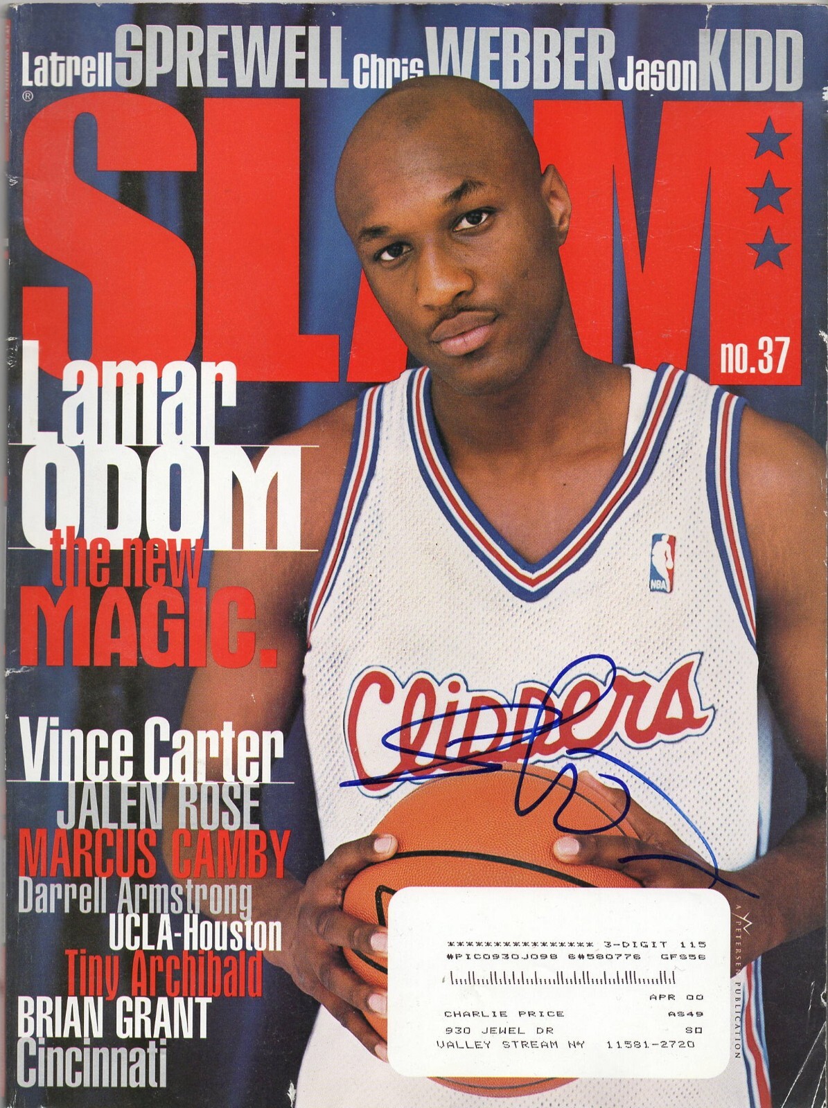 LAMAR ODOM SIGNED SLAM MAGAZINE AUTHENTIC AUTOGRAPH LOS ANGELES CLIPPERS
