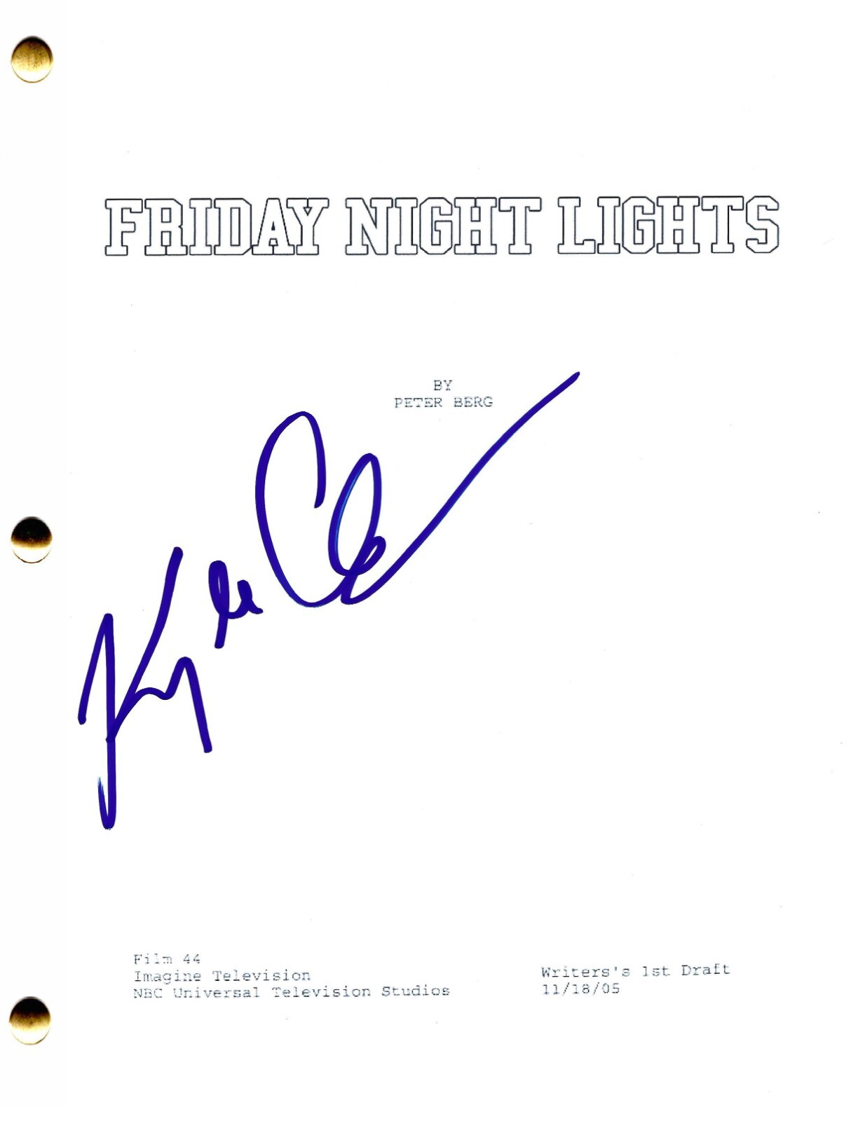 KYLE CHANDLER SIGNED FRIDAY NIGHT LIGHTS PILOT SCRIPT AUTHENTIC AUTOGRAPH
