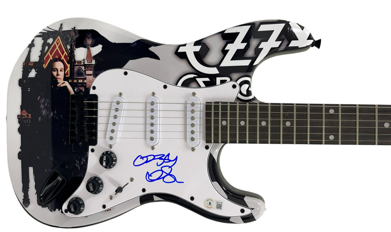 OZZY OSBOURNE BLACK SABBATH SIGNED ELECTRIC GUITAR AUTOGRAPH BECKETT WITNESS
