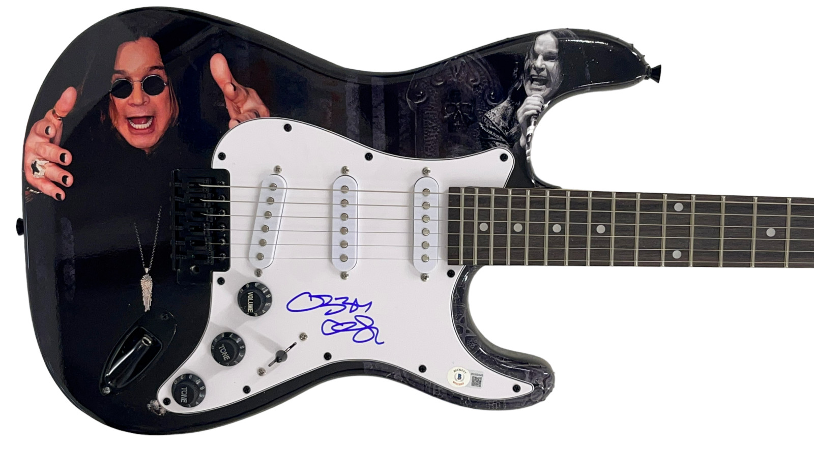 OZZY OSBOURNE BLACK SABBATH SIGNED ELECTRIC GUITAR AUTOGRAPH BECKETT WITNESS
