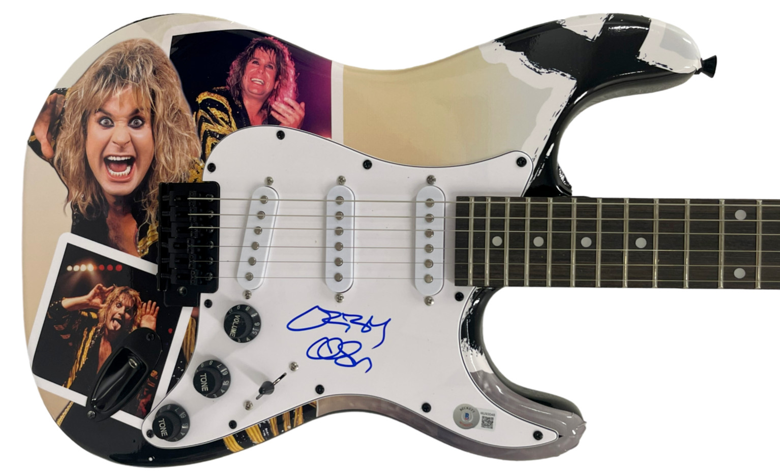 OZZY OSBOURNE BLACK SABBATH SIGNED ELECTRIC GUITAR AUTOGRAPH BECKETT WITNESS
