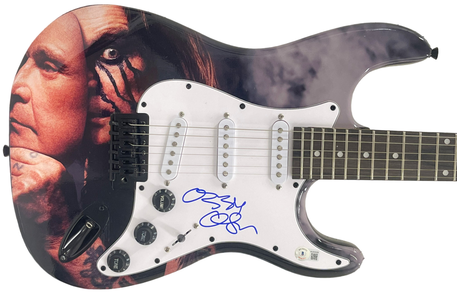 OZZY OSBOURNE BLACK SABBATH SIGNED ELECTRIC GUITAR AUTOGRAPH BECKETT WITNESS
