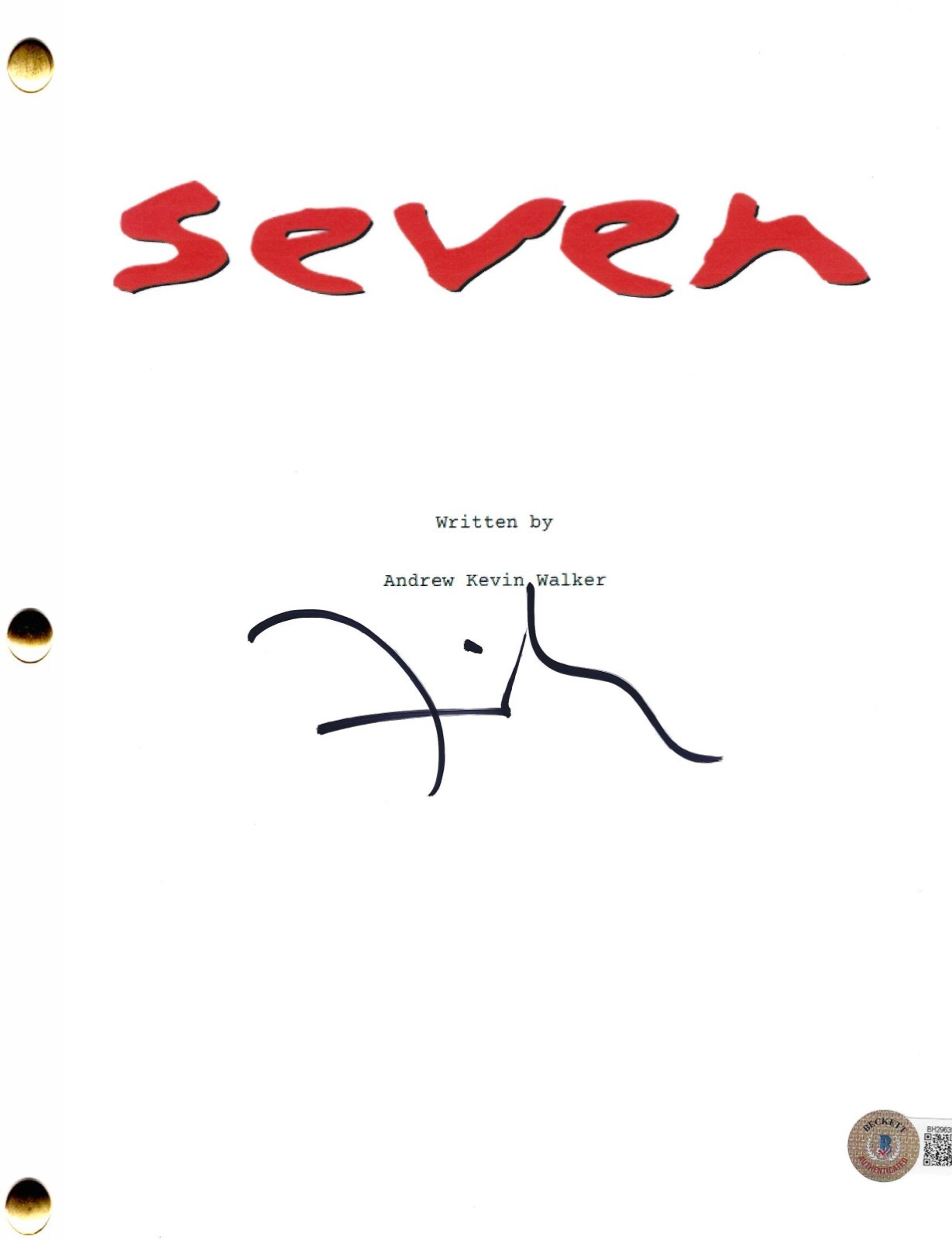 DAVID FINCHER SIGNED SEVEN FULL SCRIPT AUTHENTIC AUTOGRAPH BECKETT
