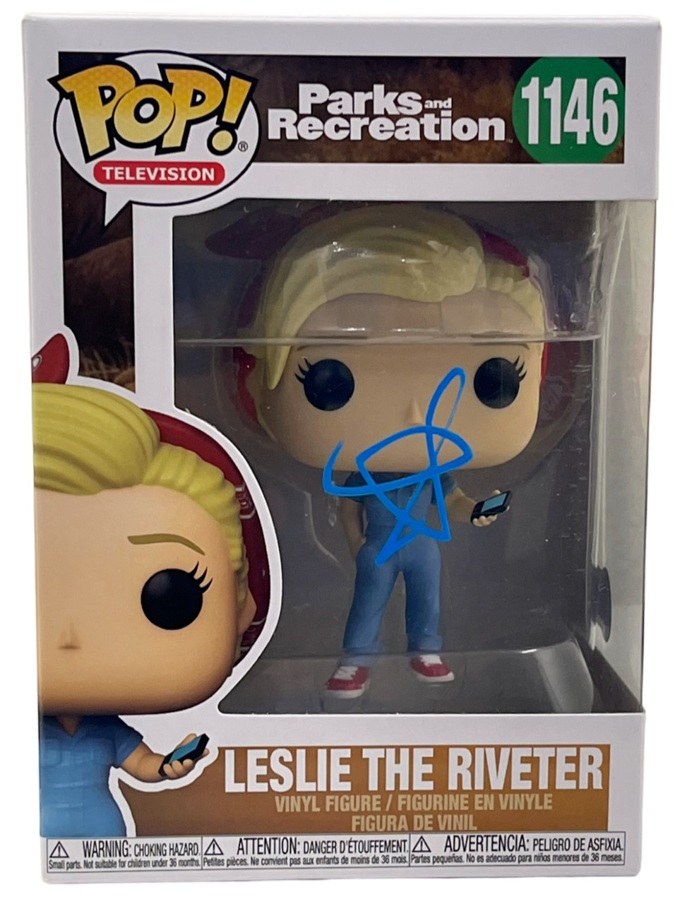 AMY POEHLER SIGNED LESLIE THE RIVETER FUNKO 1146 PARKS AND RECREATION BECKETT
