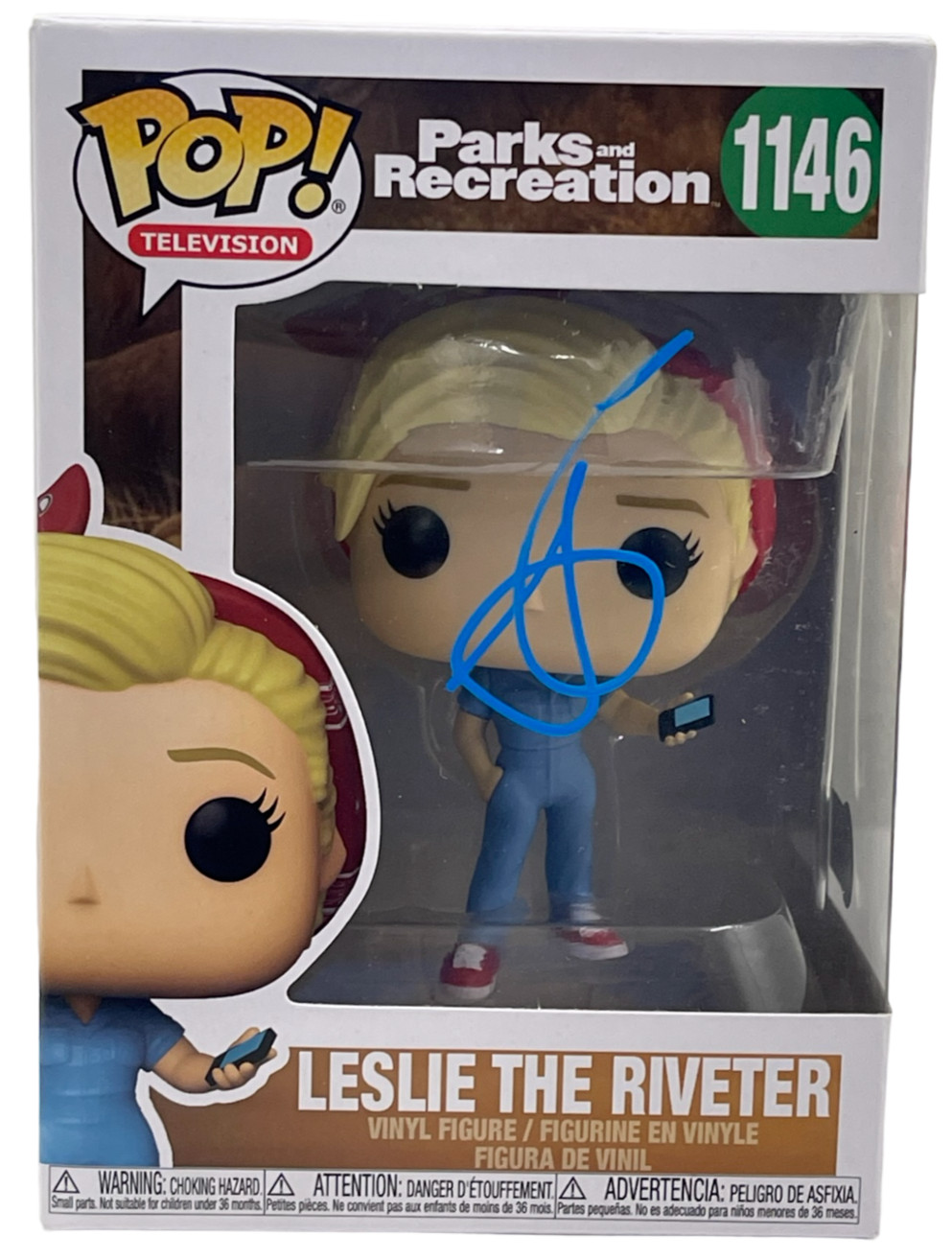AMY POEHLER SIGNED LESLIE THE RIVETER FUNKO 1146 PARKS AND RECREATION BECKETT

