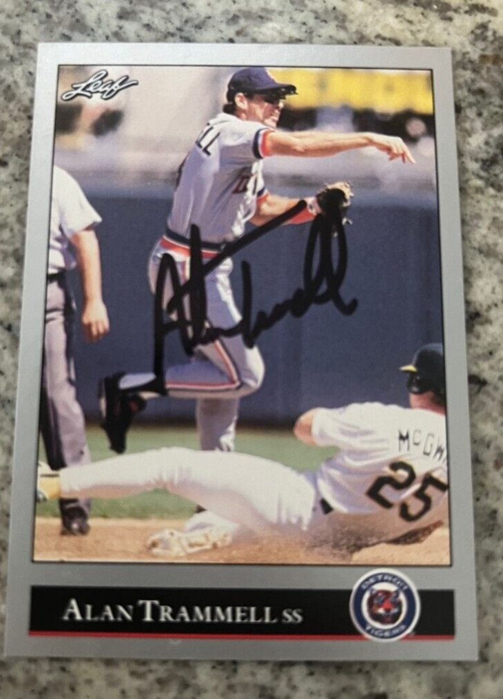 Alan Trammell signed autographed 1992 Leaf Baseball Card Detroit Tigers #172
