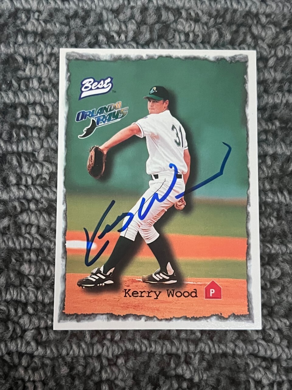 KERRY WOOD SIGNED AUTOGRAPHED 1997 Best baseball card CHICAGO CUBS #1
