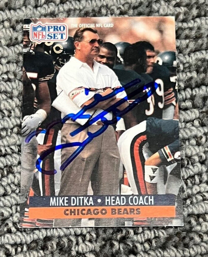 MIKE DITKA signed autographed 1991 NFL Pro Set #108 Football Card Chicago Bears
