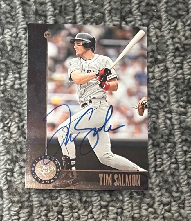 Tim Salmon signed autographed 1996 Leaf Card #45 California Angels
