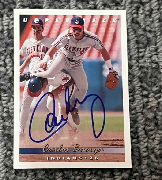 Carlos Baerga signed autographed 1993 Upper Deck Baseball Card Cleveland Indians
