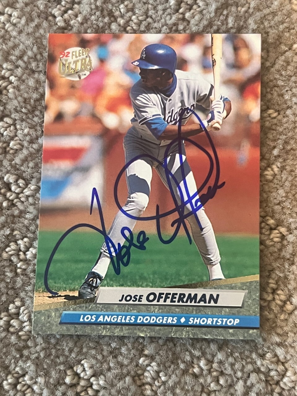 JOSE OFFERMAN signed autographed 1992 Fleer Ultra #215 Los Angeles Dodgers

