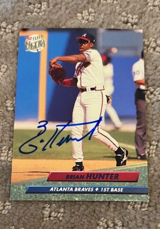 Brian Hunter signed autographed 1992 Fleer Ultra #163 Card Atlanta Braves
