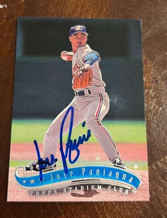 Jose Paniagua autographed Baseball Card (Expos) 1997 Topps Stadium Club #296
