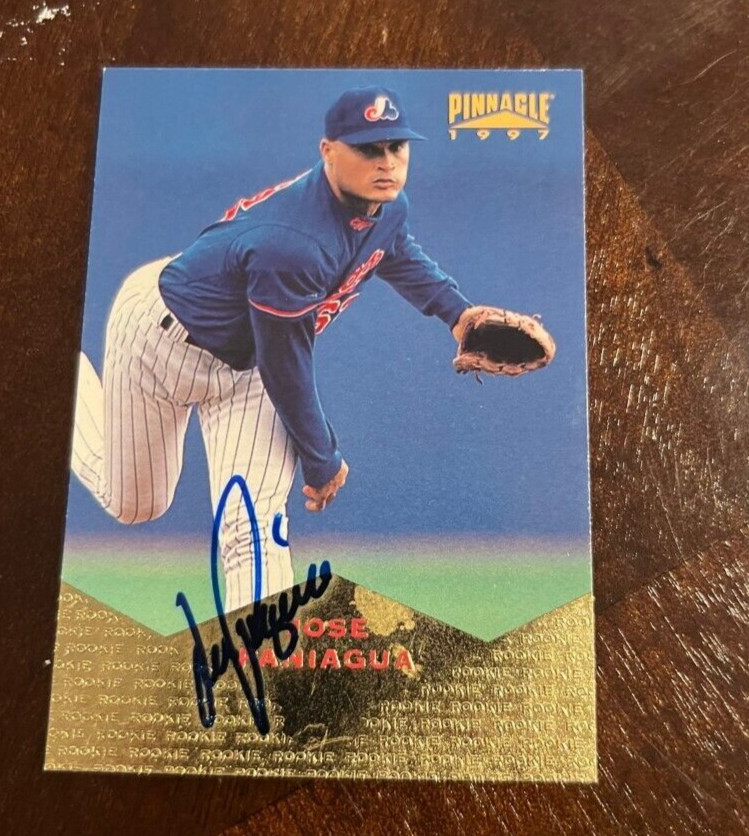 JOSE PANIAGUA SIGNED AUTOGRAPHED CARD MONTREAL EXPOS 1997 PINNACLE #173
