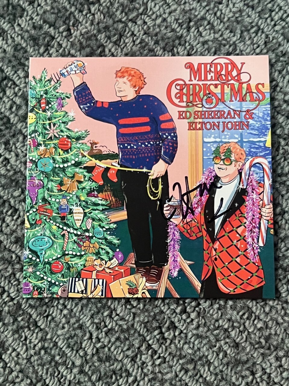 Merry Christmas Ed Sheeran & Elton John - SIGNED BY ELTON JOHN Autographed
