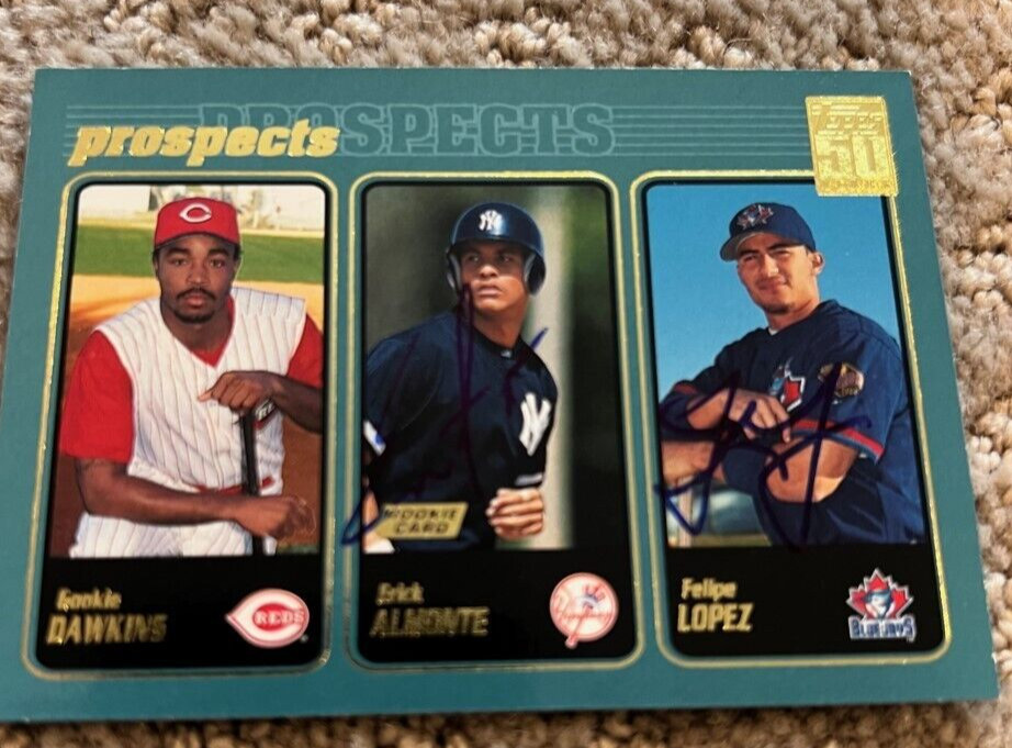 2001 Topps Erick Almonte Felipe Lopez signed autographed topps card
