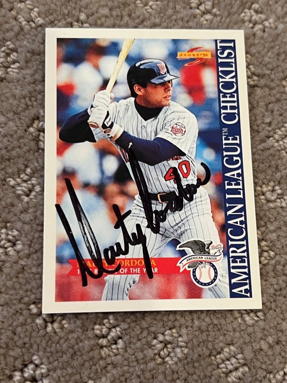 Marty Cordova signed autographed 1996 Score Minnesota Twins Baseball Card #511
