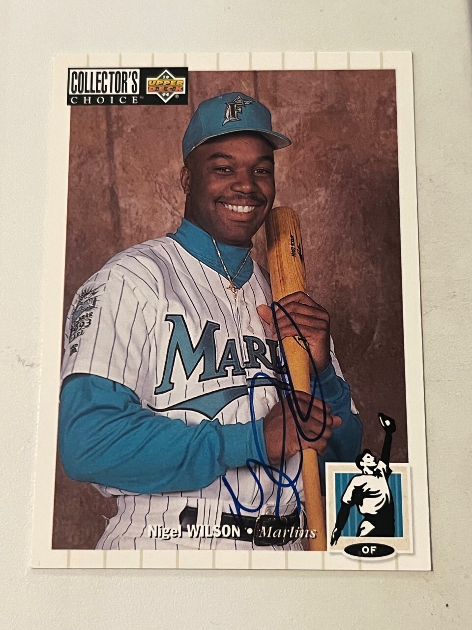 Nigel Wilson signed autographe Marlins 1994 Upper Deck Collectors Choice #30
