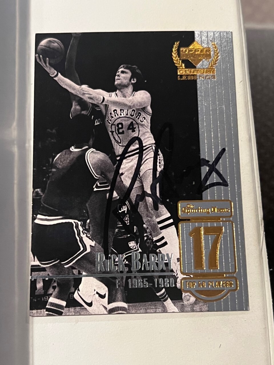 Rick Barry signed autographed 1999 Upper Deck Century Legends Warriors #17 Card

