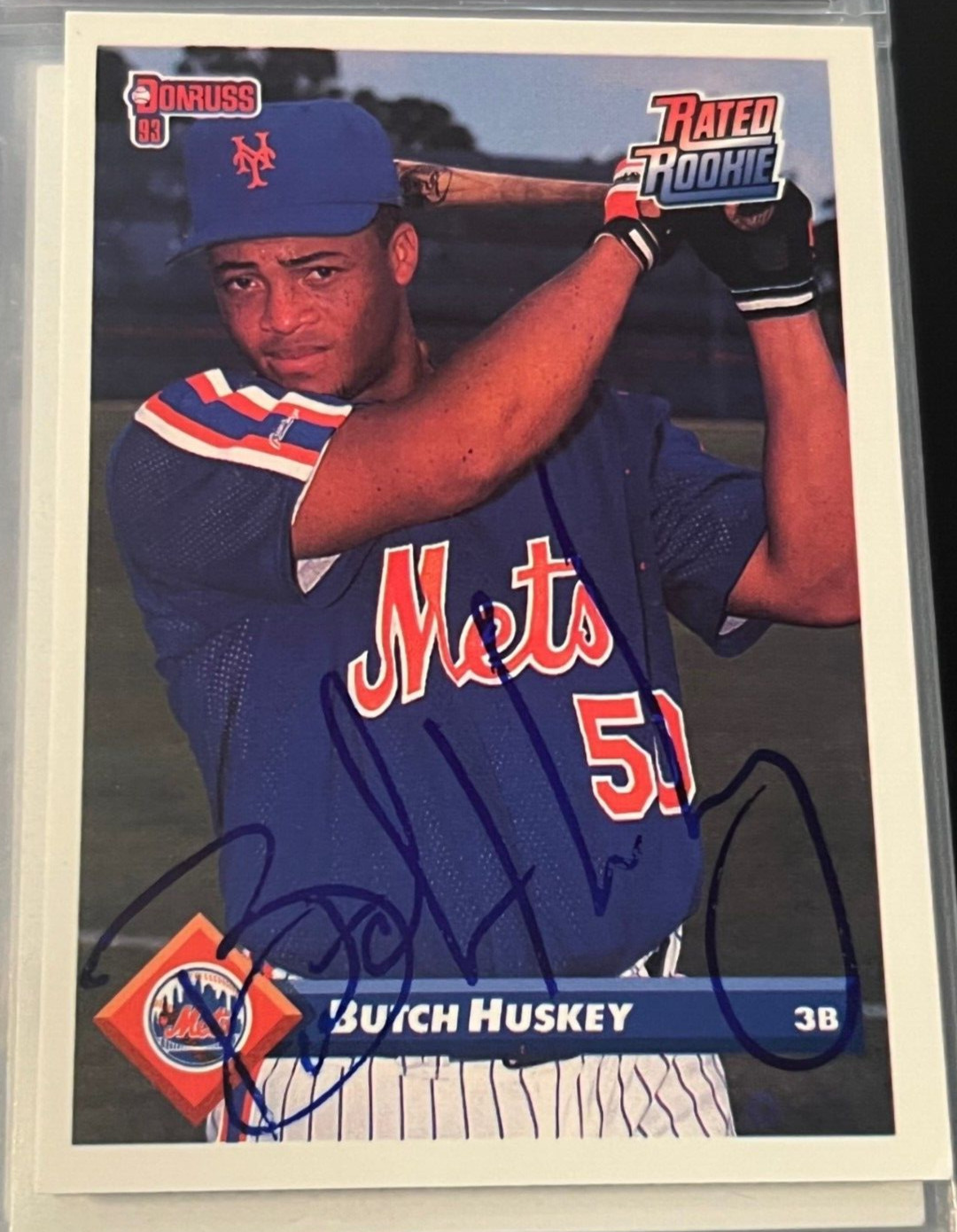 Butch Huskey signed autographed 1993 Donruss Baseball Card New York Mets #506
