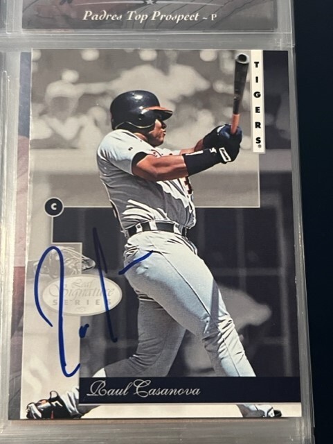 Raul Casanova signed autographed 1996 Leaf Signature Baseball Card #64 Tigers
