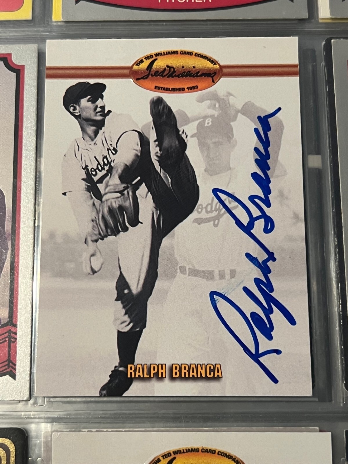 Ralph Branca signed autographed 1993 Ted Williams Baseball Card # 8 Dodgers
