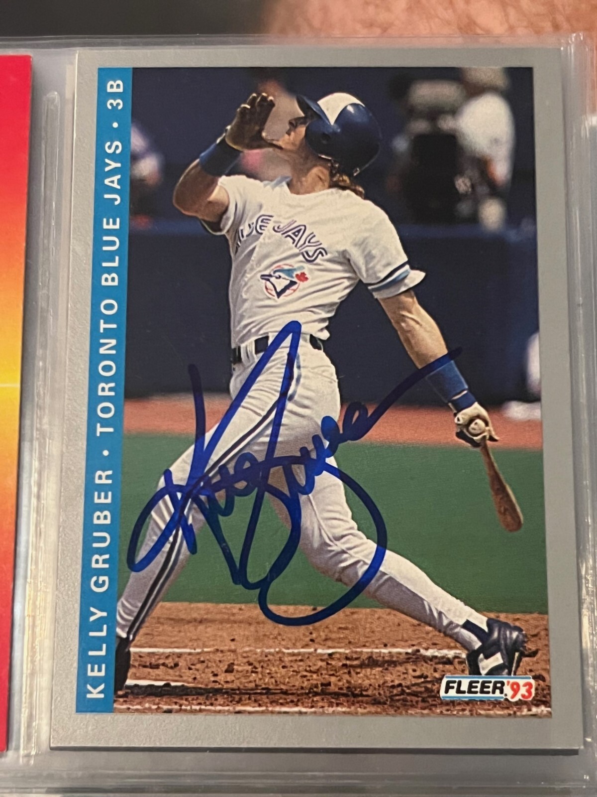 Kelly Gruber signed autographed Fleer 1993 trading card Toronto Blue Jays
