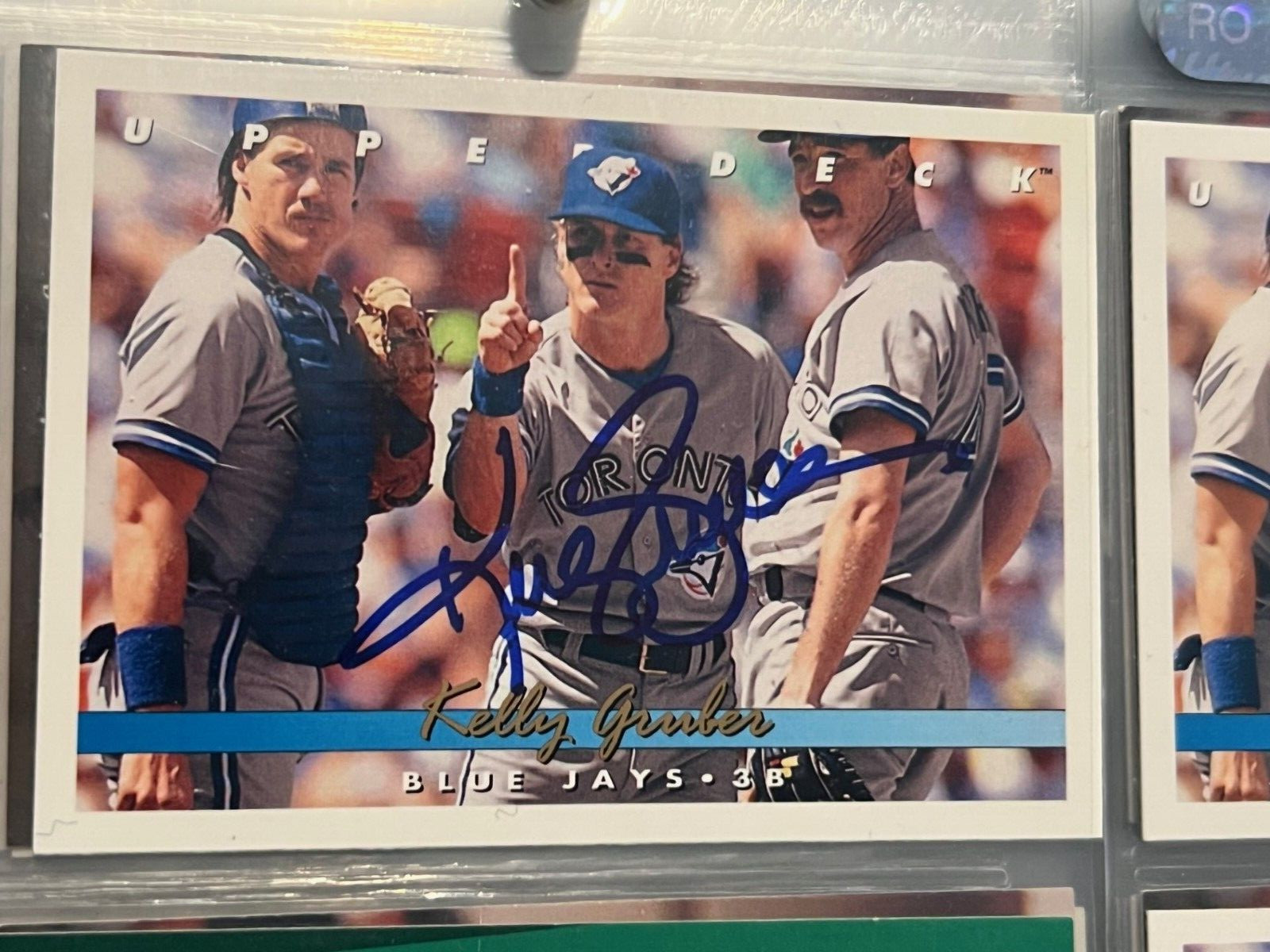 Kelly Gruber signed autographed 1993 Upper Deck Blue Jays Baseball Card #406
