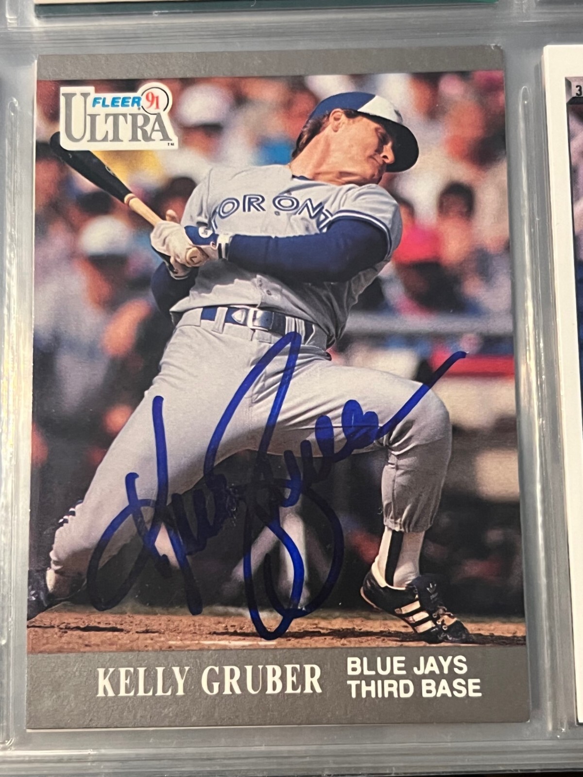 KELLY GRUBER signed autographed 1991 Fleer Ultra Card #361 Toronto Blue Jays
