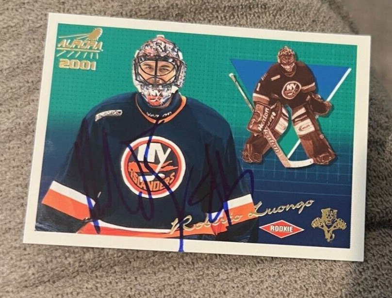 Roberto Luongo signed autographed 2000-01 Pacific Aurora Card #63 Rookie

