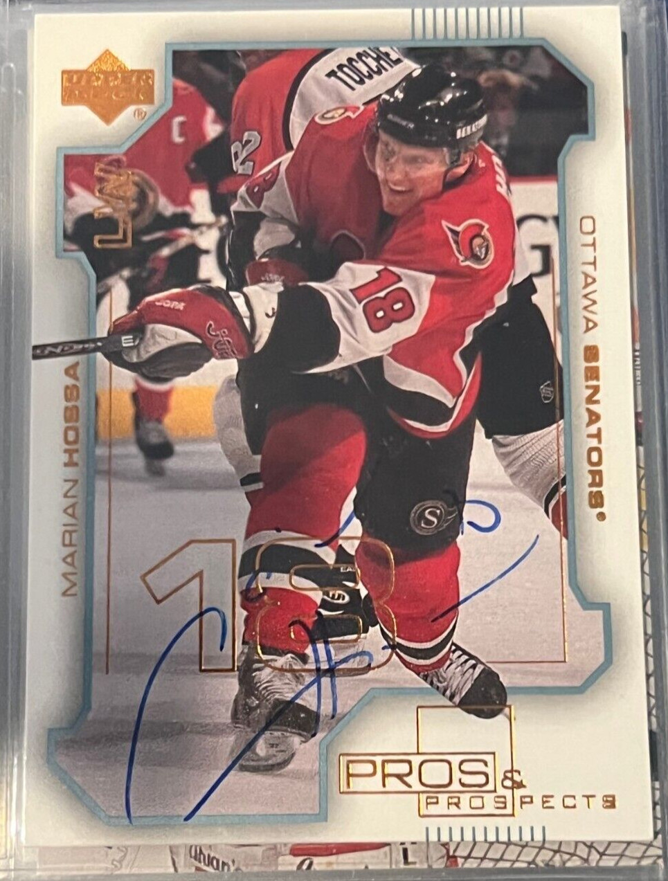 Marian Hossa signed autographed 2000-01 UD Pros and Prospects Senators Card #59
