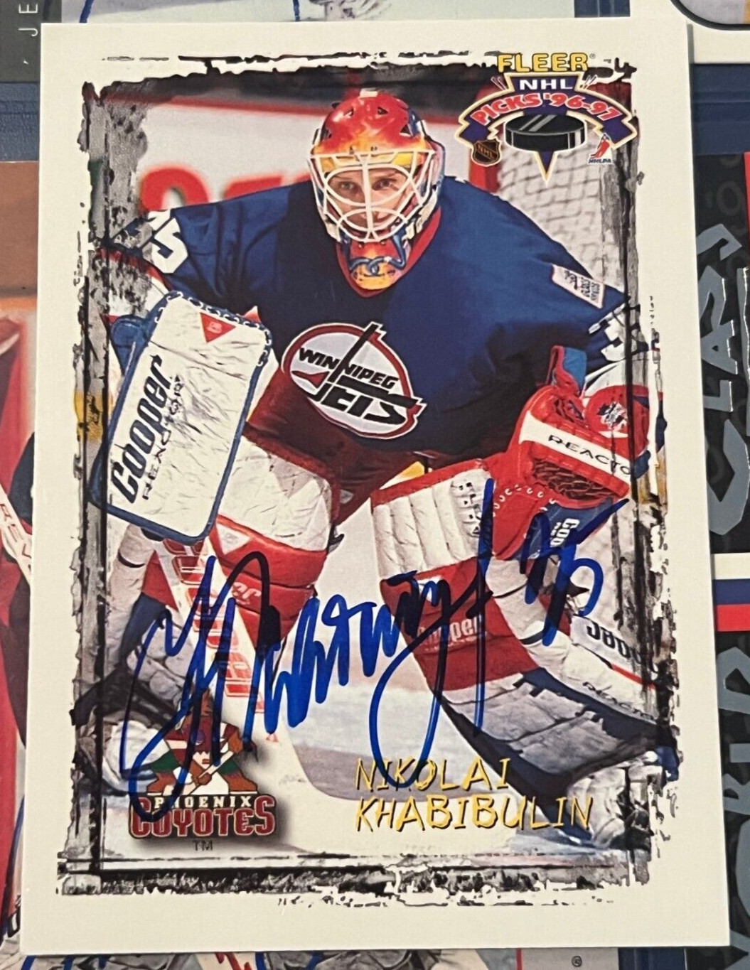 Nikolai Khabibulin signed autographed 1996-97 Fleer Picks Jets Hockey Card #86
