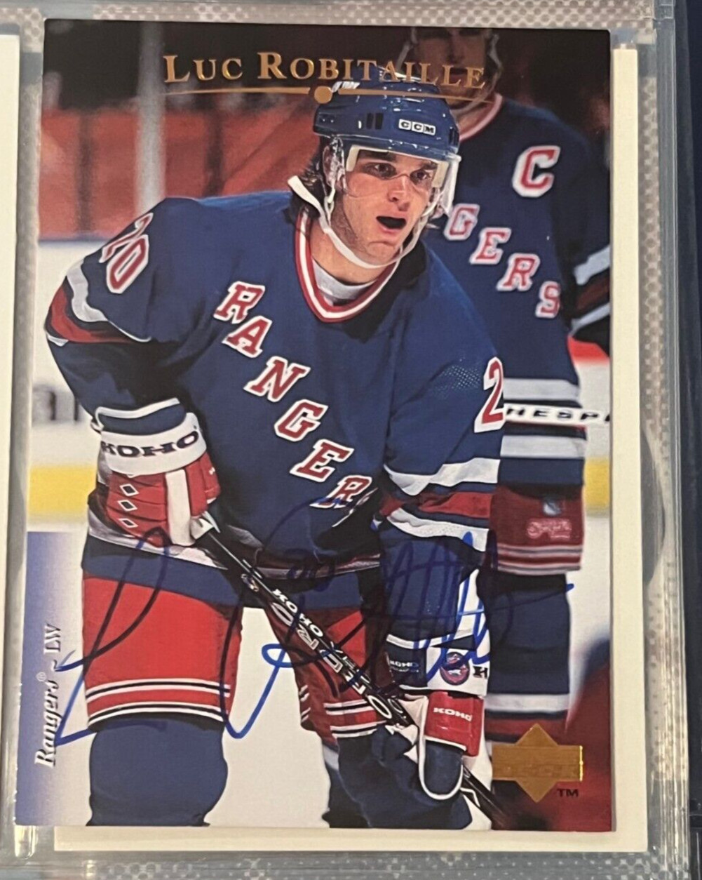 Luc Robitaille signed autographed 1995-96 Upper Deck Card #8 New York Rangers
