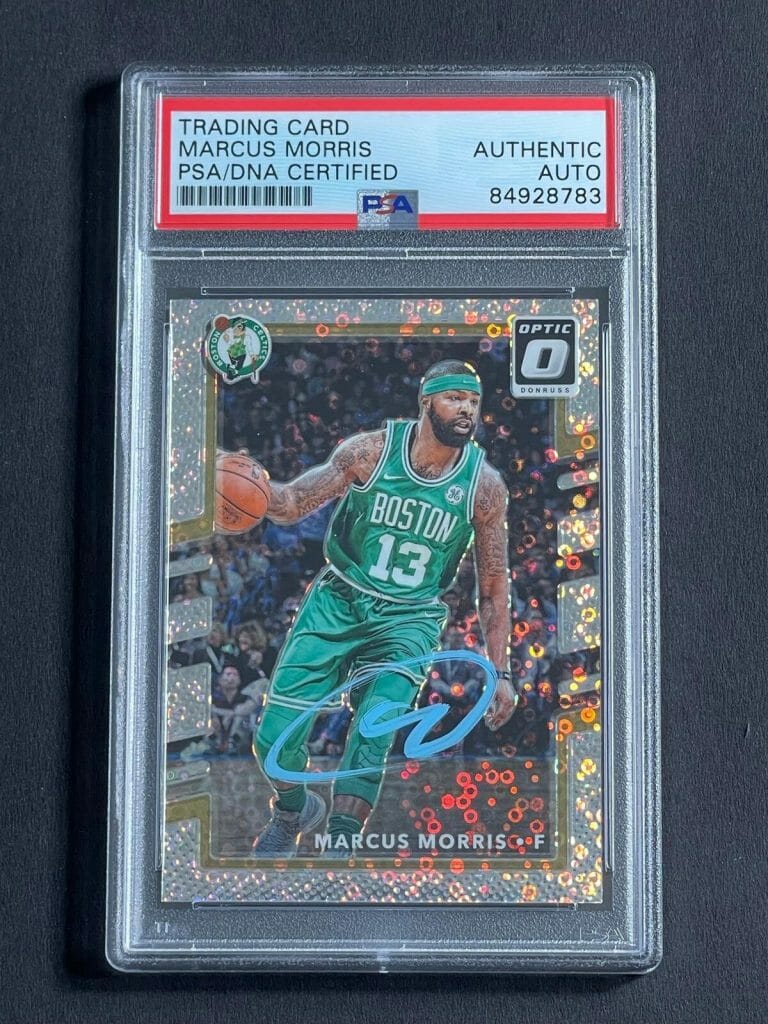 2017-18 PANINI DONRUSS OPTIC MOJO #8 MARCUS MORRIS SIGNED CARD PSA SLABBED CELTI
 COLLECTIBLE MEMORABILIA