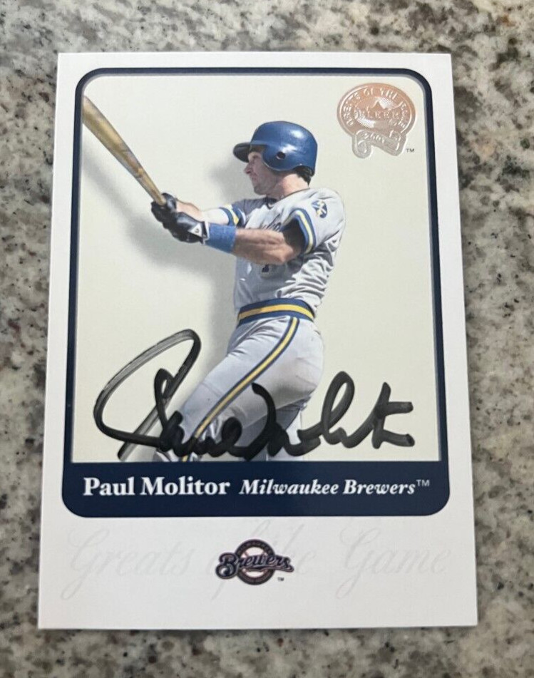 Paul Molitor signed autographed 2001 Fleer Greats of the Game #4 Brewers
