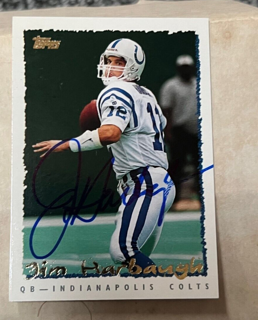 Jim Harbaugh signed autographed 1995 Topps #143 card Colts Michigan
