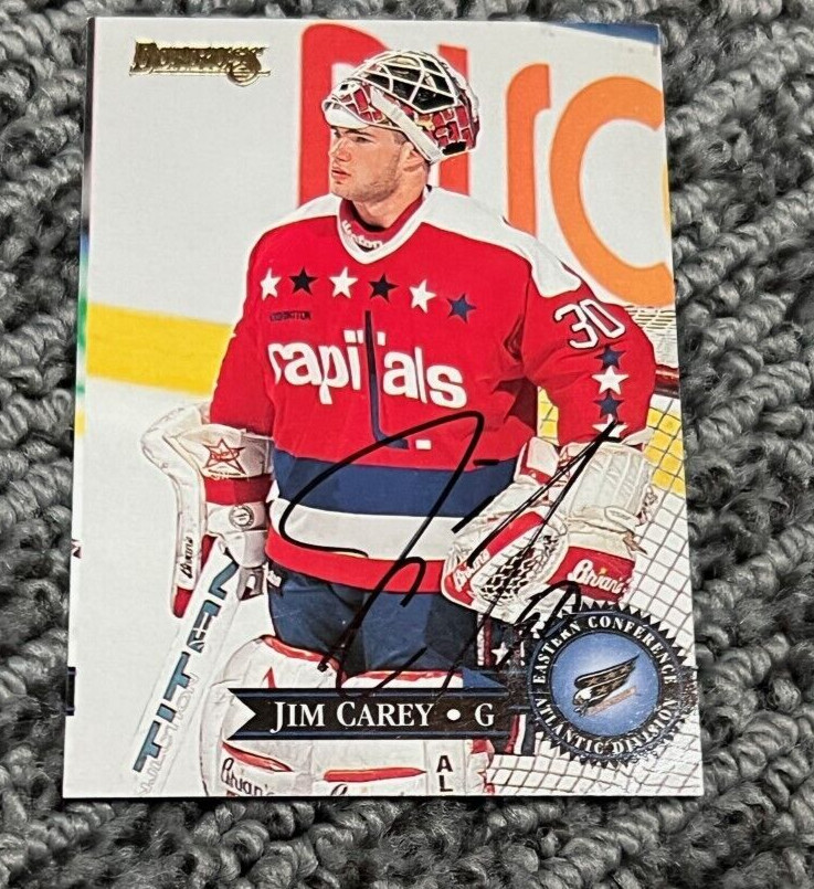 JIM CAREY WASHINGTON CAPITALS Autographed Signed 1995 DONRUSS Card RARE
