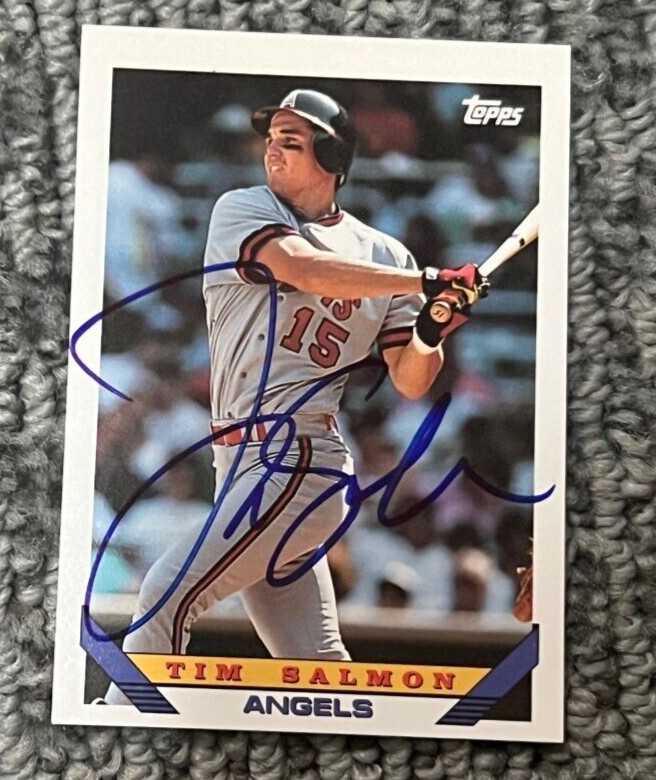 TIM SALMON 1993 Topps # 20 autographed signed card CALIFORNIA ANGELS 93
