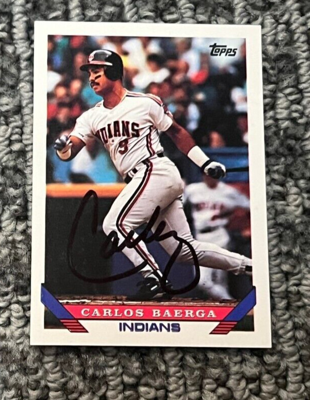 Carlos Baerga signed autographed card 1993 Topps Baseball Card Cleveland Indians
